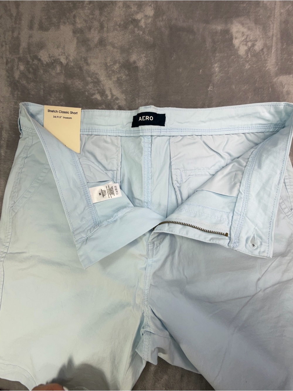 98%Cotton AERO Light Blue Flat Front Stretch Men’s Shorts Summer Beach 34/ 9.5